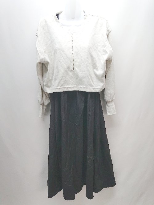 tiptop ティップトップ ジッパーフライ クルーネック リブ ストレッチ トレーナー ワンピース サイズF ..