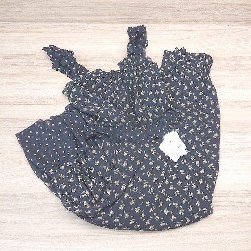 ◇ 新品 ADIRA アディラ セットアップ 花柄 ドット柄 裏地 薄手 - ブラウス スカート サイズM ブラック系 レディース E 【中古】