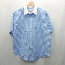 ◇ ⊂ Φ MONO-MART モノマート ストライプ柄 半袖 シャツ サイズM ブルー系 メンズ E 【中古】(4)
