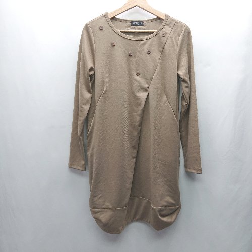 ◇ ⊇◎ Amulet アミュレット 長袖 ミニ ワンピース サイズM モカ レディース E 【中古】