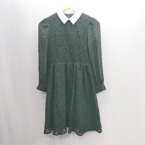 ◇ ⊂ michelle alfred レース キッズ 子供服 長袖 ロング ワンピース サイズ150 ブラック 女の子 E 【中古】
