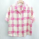 ◇ ⊂ Φ UNIQLO×MARNI 総柄 半袖 シャツ サイズM アイボリー ピンク レディース E 【中古】(4)