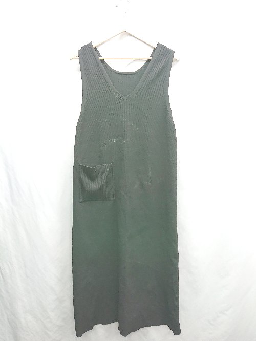 ◇ ⊂ BONLECILL Vネック リブニット スリット加工 ロング丈 ワンピース サイズF ブラック レディース E 【中古】