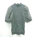 ◇ ⊂ Stylevoice for xxx シアーパフスリーブ ハイネック 七分袖 ニット サイズF ブラック レディース E 【中古】