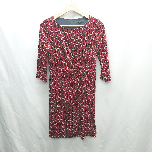 ◇ ⊇ ANAYI アナイ ベロア生地 七分袖 ミニ丈 ワンピース サイズ36 レッド系 レディース E 【中古】