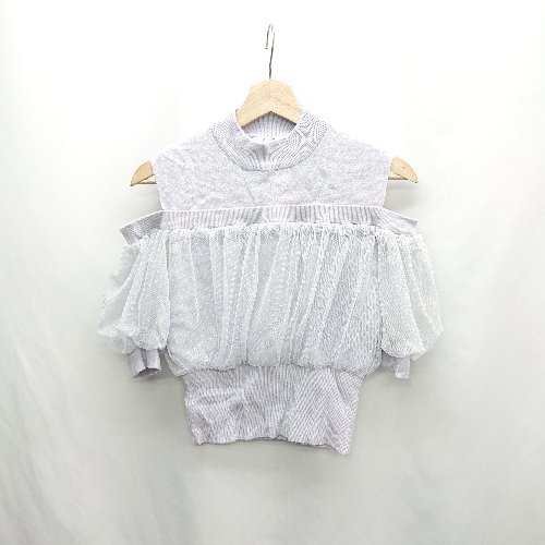 ◇ ⊂ dazzlin ダズリン レースデザイン 半袖 ニット サイズF パープル系 レディース E 【中古】