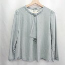 ◇ ⊇ ◎●未使用● DRESKIP ドレスキップ 総柄 シフォン素材 長袖 ブラウス サイズL ライトグリーン系 レディース E 【中古】