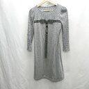 ◇ ⊇ UNMERVAL muse リボン 長袖 膝下 ワンピース サイズF グレー レディース E 【中古】