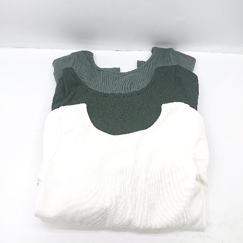 ◇ ⊂ 《 AUNTMARIES まとめ売り3点セット リブニットTシャツ レディース 》 E 【中古】