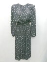 ◇ ⊇ THE SHOP TK 花柄 ウエスト紐付き 長袖 ロング丈 ワンピース サイズM ブラック ホワイト レディース E 【中古】