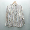 ◇ ⊇ URBAN RESEARCH ストライプ柄 スタンドカラー 長袖 シャツ サイズ38 ホワイト ベージュ系 メンズ レディース E 【中古】