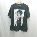 ◇ ⊂ JUSTIN BIEBER フォトプリント 半袖 Tシャツ サイズ表記なし ブラック マルチカラー メンズ レディース E 【中古】