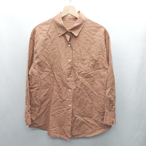 ◇ ⊂ le coeur blanc ルクールブラン コットン混合 長袖 シャツ ブラウス サイズ38 ブラウン レディース..