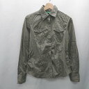 ◇ ⊇ UNITED COLORS OF BENETTON 長袖 ミリタリーシャツ サイズS カーキ系 メンズ レディース E 【中古】