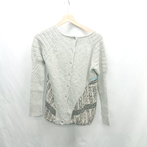 ◇ ⊇ NAVY.WO ネイビー・ウォ 前後2WAY 長袖 ニットカーディガン サイズ2 グレー レディース E 【中古】