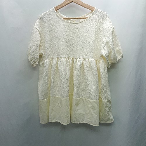 ◇ ⊂ La-gemme ラジェム バックリボン 半袖 チュニック サイズ表記なし オフホワイト レディース E 【中古】 ◇ ⊂ La-gemme ラジェム バックリボン 半袖 チュニック サイズ表記なし オフホワイト レディース E 【中古】