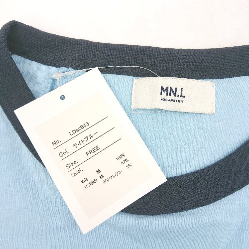 ◇ ⊂◎●未使用● MONO-MART LADY'S モノマートレディース 綿 半袖 Tシャツ サイズF ライトブルー レディース E 【中古】