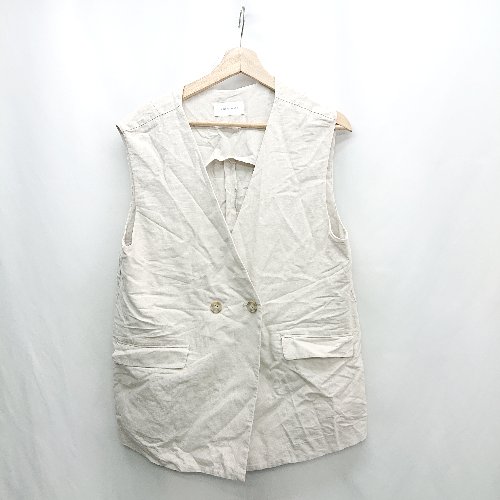 ◇ ⊂ GLOBAL WORK Vネック ダブルボタン ベスト サイズF アイボリー系 レディース メンズ E 【中古】 ◇ ⊂ GLOBAL WORK Vネック ダブルボタン ベスト サイズF アイボリー系 レディース メンズ E 【中古】