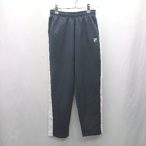 ◇ Θ FILA フィラ ウエストゴム ライン入り ロゴ刺繡 ジャージパンツ サイズM ネイビー ホワイト レディース E 【中古】