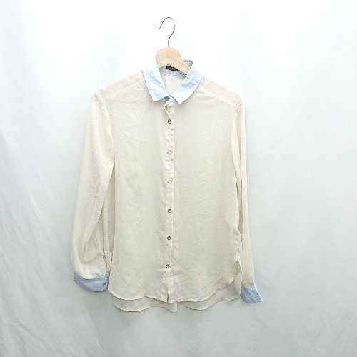 ◇ ⊂ URBAN RESEARCH ROSSO 長袖 シースルーシャツ サイズF ライトブルー ベージュ系 レディース E 【中古】