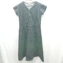 ◇ ⊂ AFTERNOONTEA WARDROBE ドット 水玉 半袖 膝下 ワンピース サイズMR ブラック レディース E 【中古】