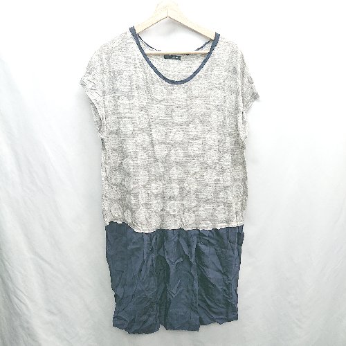 ◇ ⊂ pasdecaiais 異素材ドッキング 半袖 膝丈 ワンピース サイズF グレー系 レディース E 【中古】