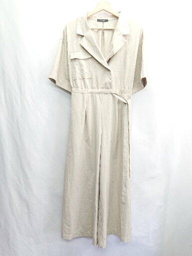 ◇ ⊂ w closet ダブルクローゼット 半袖 オールインワン ジャンプスーツ サイズF ベージュ系 レディース E 【中古】 ◇ ⊂ w closet ダブルクローゼット 半袖 オールインワン ジャンプスーツ サイズF ベージュ系 レディース E 【中古】