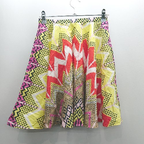 ◇ ⊂ CARVEN 総柄 ミニ丈 フレア スカート サイズ34 イエロー マルチカラー レディース E 【中古】