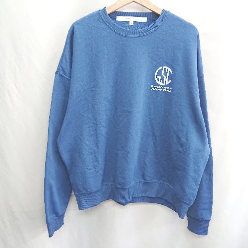 ◇ ⊇ Anchor Smith ブランドロゴプリント バックプリント 裏起毛 長袖 トレーナー サイズM ブルー ホワ..