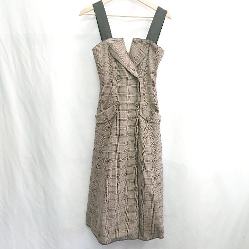 ◇ ⊂ ◎ Noela ノエラ チェック柄 スリット加工 ロング丈 ワンピース サイズS ブラウン系 レディース E 【中古】