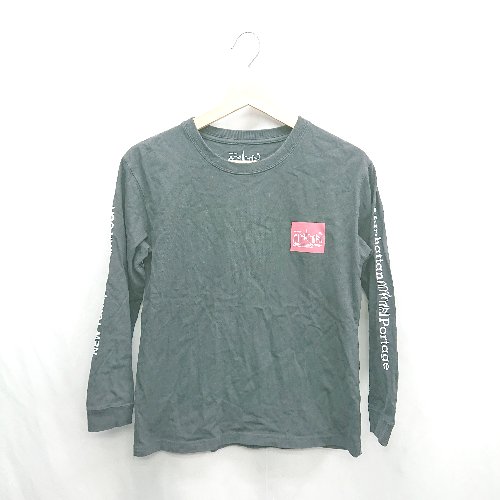 ◇ ⊇ MANHATTAN PASSAGE ロゴプリント スリーブロゴプリント 長袖 ロンT サイズL ブラック系 レディース メンズ E 【中古】