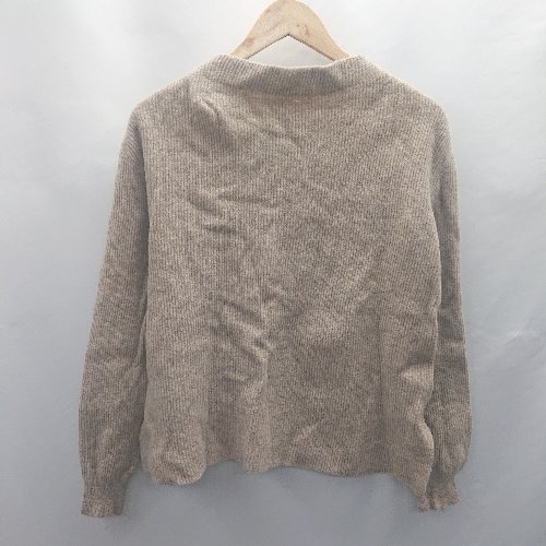 ◇ ⊇ NATURAL BEAUTY BASIC ウール系 リブ編み 長袖 ニット セーター サイズM ベージュ系 レディース E 【中古】(4)