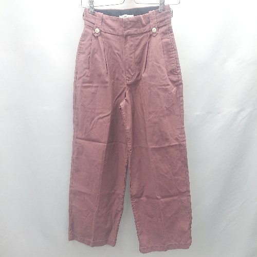 ◇ Θ MOUSSY マウジー コットン100% ハイウエスト ツータック ストレートパンツ サイズ1 レッド系 レディース E 【中古】