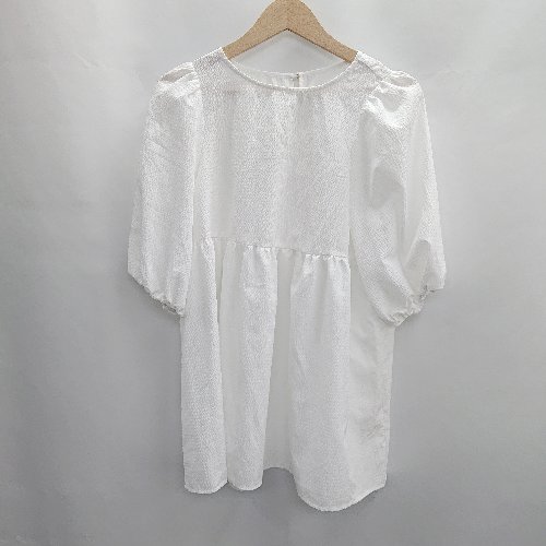 ◇ ⊂Φ THE SHOP TK ザショップティーケー パフスリーブ ペプラム 五分袖 チュニック サイズM ホワイト レディース E 【中古】 ◇ ⊂Φ THE SHOP TK ザショップティーケー パフスリーブ ペプラム 五分袖 チュニック サイズM ホワイト レディース E 【中古】