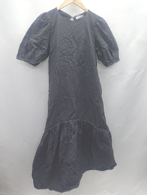 ◇ ⊂ FREAK'S STORE フリークスストア 薄手 ステッチ 半袖 マキシ丈 ナイロンワンピース サイズF ブラック レディース E 【中古】