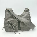 ◇ Θ one after another NICE CLAUP レザー調 ギャザー ハンドバッグ グレー系 レディース E 【中古】