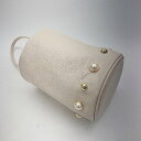 ◇ Θ ESPERANZA エスペランサ ビジュー装飾 ラウンド ハンドバッグ ベージュ レディース E 【中古】