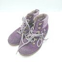 ■ ⊇ UGG アグ キッズ 花刺繡 キッズ ミニ丈 トレッキングシューズ サイズ21 パープル系 女の子 E 【中古】