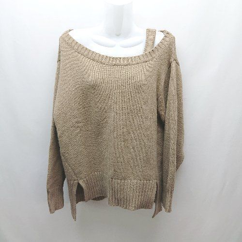 ◇ AZULBY MOUSSY ワンショルダー ラウンドネック 冬物 シンプル ニット カットソー サイズS ブラウン レディース E 【中古】