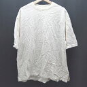 ◇ treecafe クルーネック 無地 シンプル オーバーサイズ 半袖 Tシャツ サイズL クリーム系 レディース E 【中古】