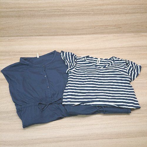 楽天フクワウチ◇ 《 fairy フェアリー まとめ2点セット　サイズM～L マタニティ 無地 ボーダー ワンピース レディース 》 E 【中古】