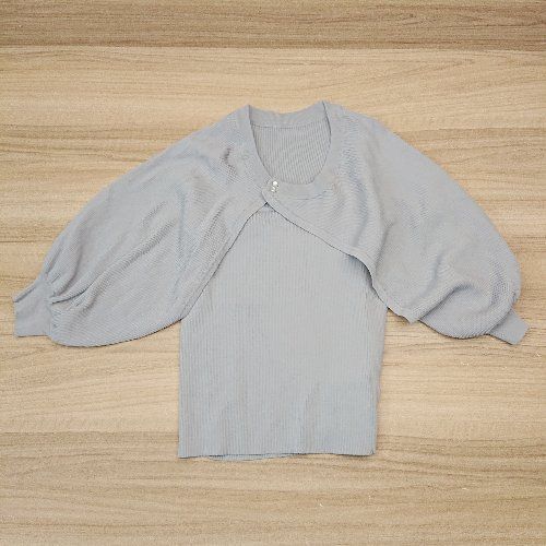 ◇ archives シンプル リブ フロントボタン ヘンリーネック カーディガン タンクトップ サイズM グレー レディース E 【中古】