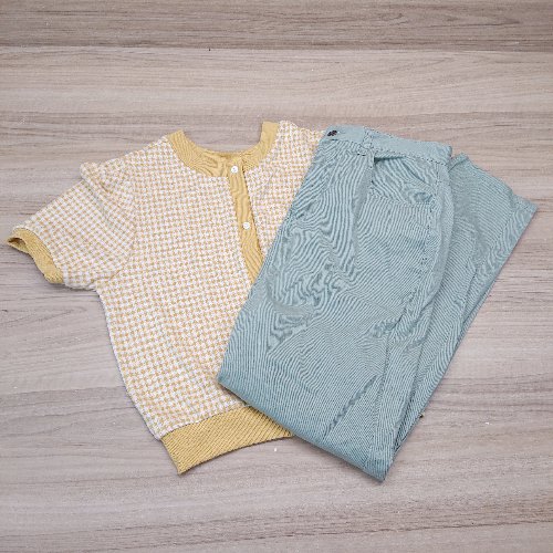 ◇ 《 CLASSICAL ELF まとめ売り2点セット サイズL イエロー カーキ カーディガン パンツ レディース 》 E 【中古】