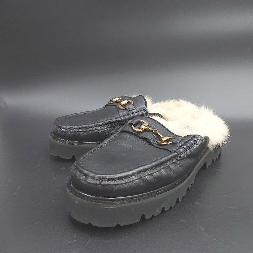 ◇ Θ REMME レメ ファー カジュアル 厚底 ローファー サンダル サイズ39 ブラック系 レディース E 【中古】