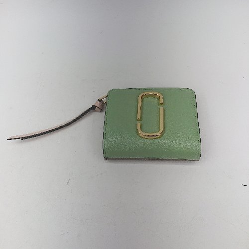 ◇ Θ MARC JACOBS マークジェイコブス SNAP SHOT 二つ折り財布 グリーン キャメル レディース E 【中古】