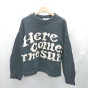 ◇ ⊇ BLACK BY MOUSSY ブラックバイマウジー LETTERED 長袖 セーター サイズF ネイビー系 レディース E 【中古】(4)