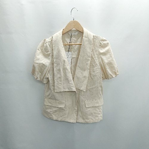 ◇ ◎●未使用●Θ⊂ LILLIAN CARAT 絞り袖 半袖 ジャケット カーディガン シャツ サイズ 2 アイボリー系 レディース E 【中古】