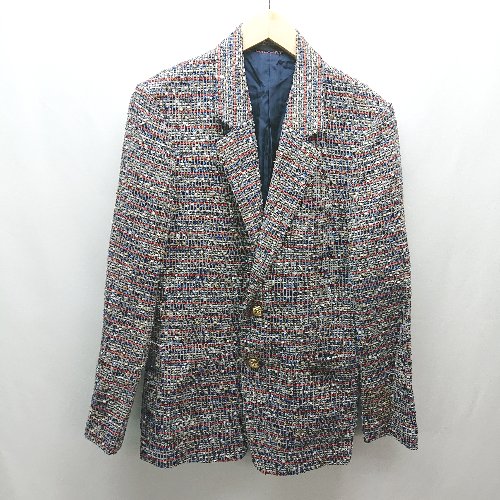 ◇ DRESSCAMP フォーマル ハーパン ツイード風 ブルー レッド スタッズ セットアップ サイズ表記なし マルチ メンズ E 【中古】