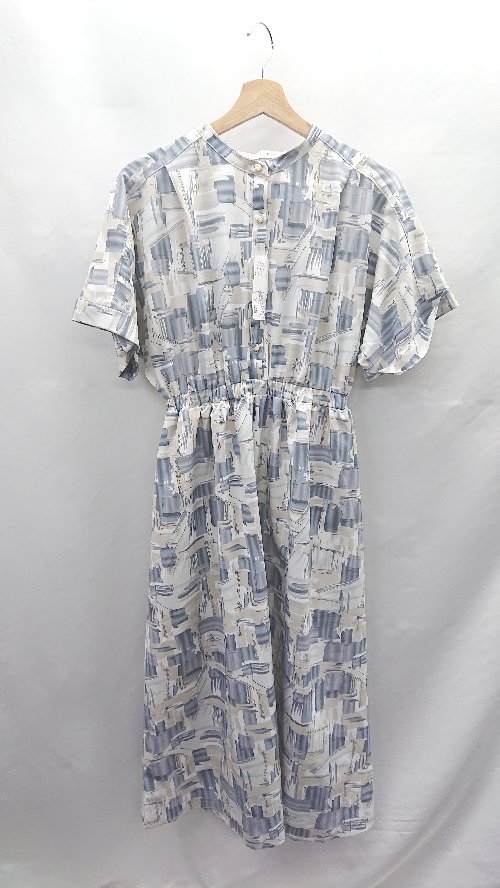 ◇ ⊂◎●未使用● AS KNOW AS PLUS ウエストゴム 柄 半袖 ロング ワンピース サイズF ブルー系 レディース E 【中古】