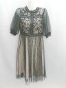 ◇ ⊂ MAJESTIC LEGON レース パフスリーブ 半袖 ロング チュールワンピース サイズM ブラック ベージュ レディース E 【中古】